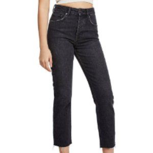 BDG Urban Outfitters Mom Washed Black Raw Hem Crop Jeans Size W24 EUC